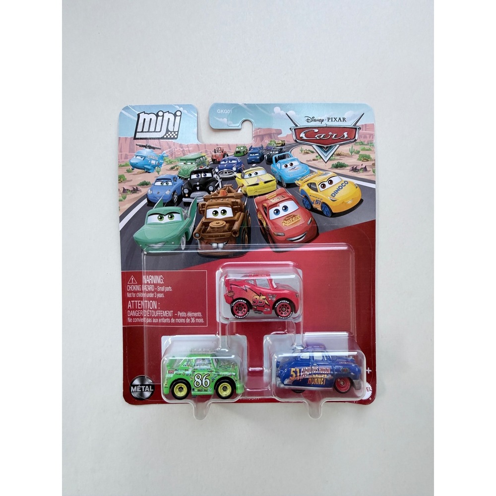 Disney Pixar Cars Mini Racers Lightning McQueen Chick Hicks Hudson Hornet 3-Pack